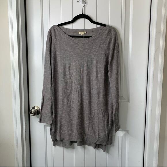 Eileen Fisher gray‎ organic linen cotton slub sweater large lagenlook minimalist - Picture 2 of 6